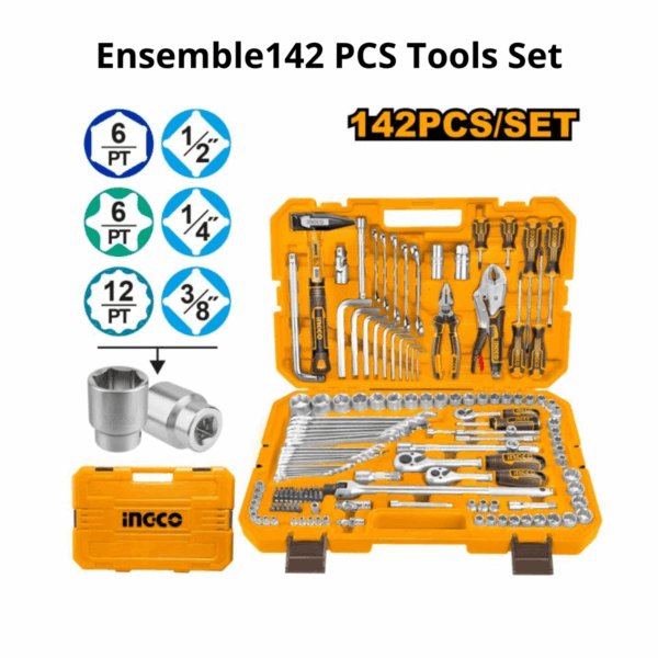 Caisse A Outils Ingco 142 Pieces Hkthp21421