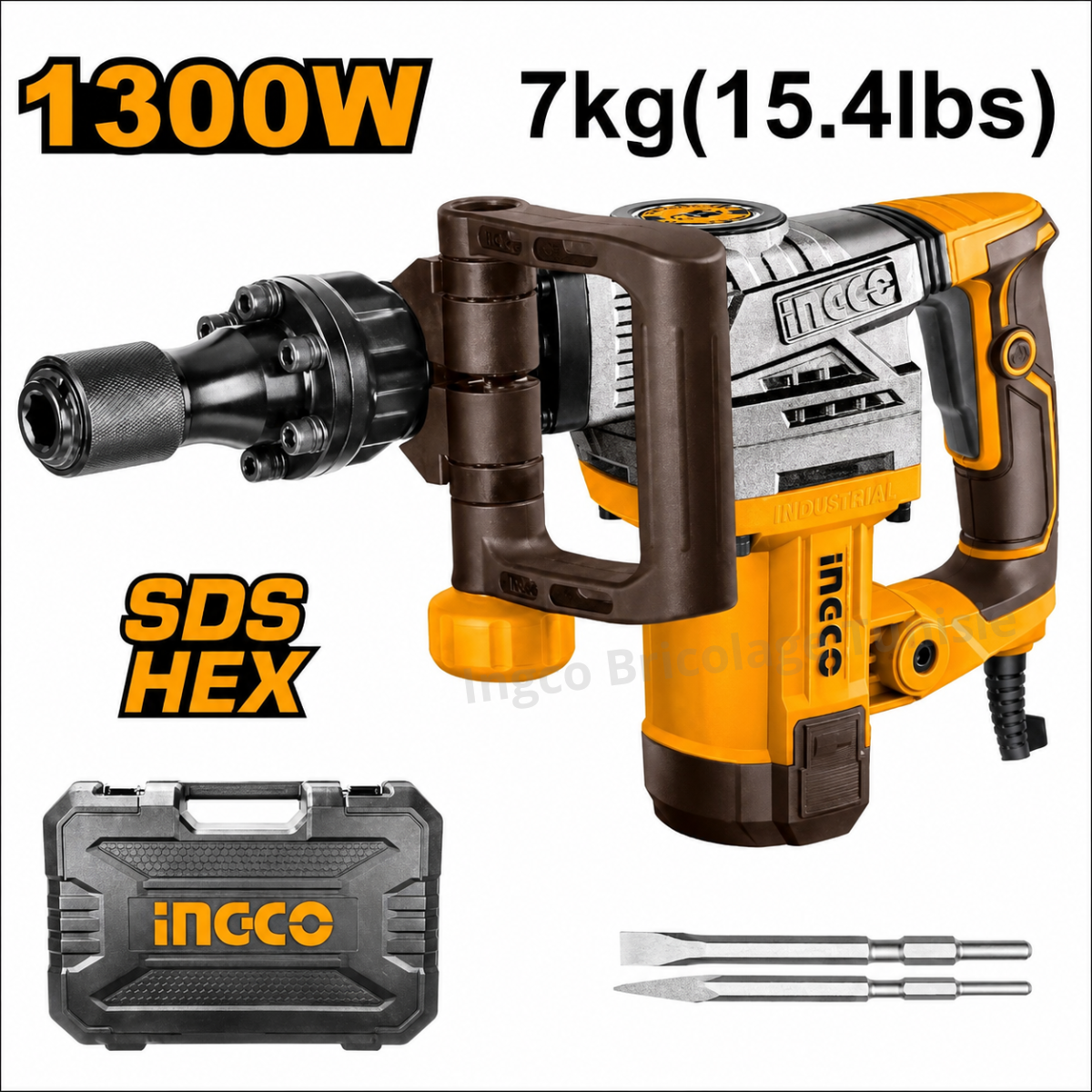 Marteau piqueur INGCO PDB13008 1300W SDS-HEX force impact 20J