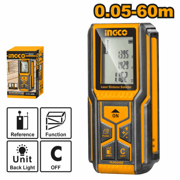 Telemetre Laser Detecteur De Distance 60M Ingco HLDD0608