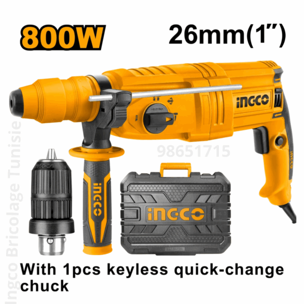 Marteau Perforateur Rotatif 800W Double Mandrin Ingco Rgh9028 2