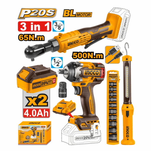 Kit INGCO combiné sans fil 3 pièces 500Nm
