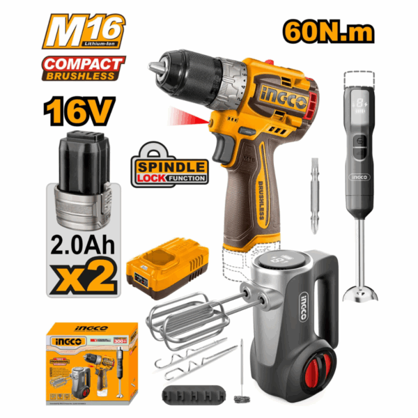 Ensemble de perceuses sans fil INGCO 16 V 3 pièces