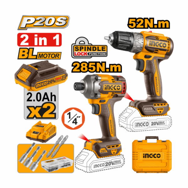 Kit combiné sans fil Ingco 2 pièces 20 V