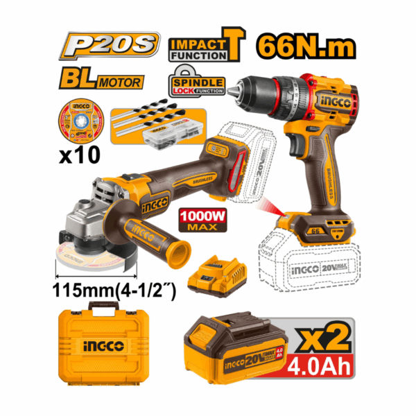 Kit combiné sans fil INGCO 2 pièces 66N.m