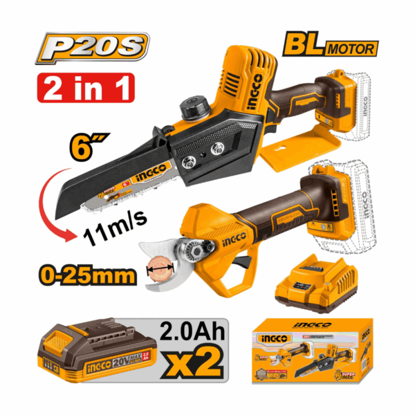PACK INGCO 2PCS Tronçonneuse sans fil +SICATEUR