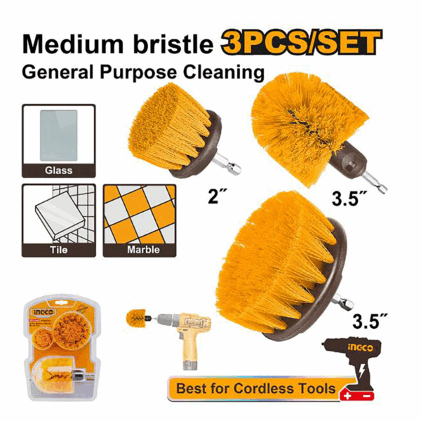 Ensemble de 3 brosses de nettoyage à poils moyens