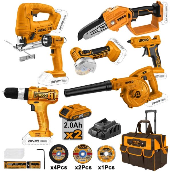 Pack 7PCS INGCO 20v CKLI20216