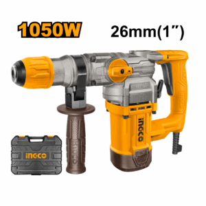 Marteau perforateur INGCO RH10506 1050W pour perçage et burinage du béton, de la maçonnerie, du métal et du bois.