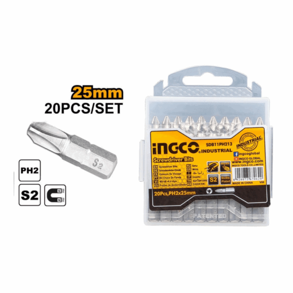 Embout de tournevis INGCO S2 PH2x25 mm