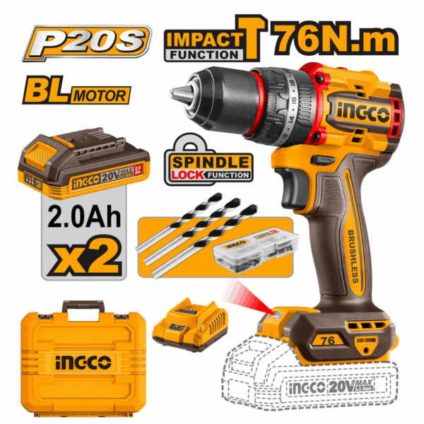 Perceuse à percussion compacte sans fil et sans balais  76 Nm CIDLI20768