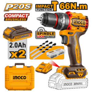 Visseuse à percussion sans fil et sans charbon INGCO CIDLI20668 66 Nm avec 2 batteries