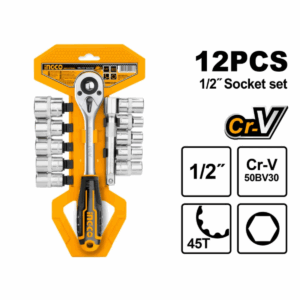 Jeu de 12 douilles 1/2 pouce Ingco HKTS12122 