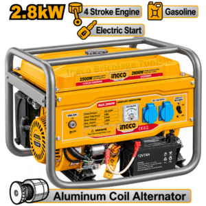 Groupe électrogène INGCO GE30005-1 de 2800 W avec moteur 4 temps OHV et réservoir de 15 litres
