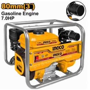 Pompe à eau essence INGCO GWP306– 80mm, 7CV
