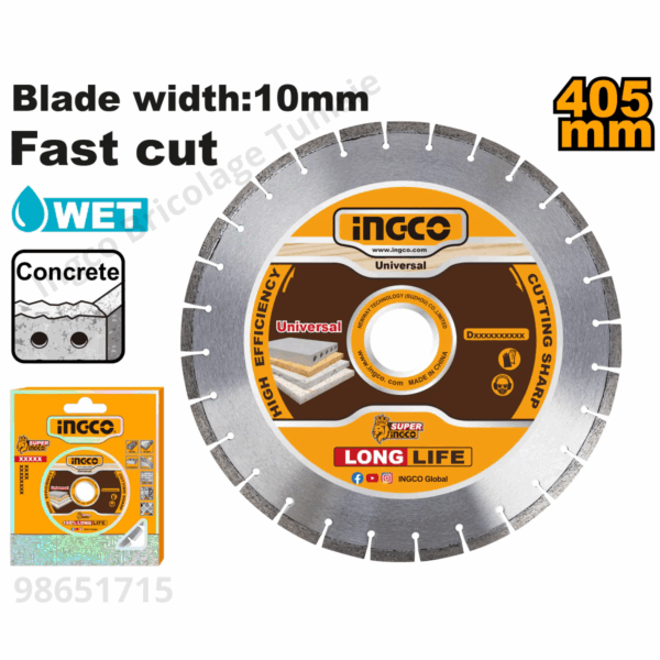 Disque diamanté segmenté pour béton INGCO DMD044052 16 x 25,4 mm