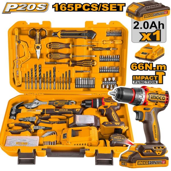 Perceuse à percussion lithium-ion avec 165 outils, accessoires et mallette hkthp11651