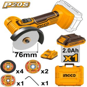 Mini meuleuse d'angle sans fils au lithium-ion (20 V) ingco CAGLI76012