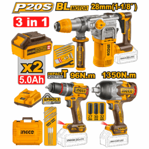 Ensemble combiné 3 pièces Ingco 20 V COSLI250281