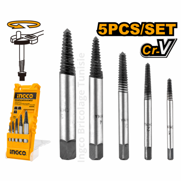 Ensemble d'extracteurs de vis 5 pièces ASE008