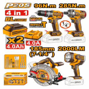 Kit combiné sans fil Ingco 4 pièces 20 V COSLI241297