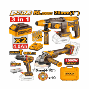 Kit combiné sans fil 20 V 3 pièces Ingco COSLI241198