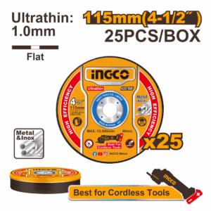Disque à tronçonner en métal (25 pièces)  - Acier inoxydable 115 mm INGCO MCD11011525