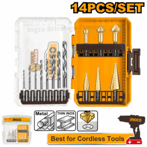 Ensemble de 14 forets et forets étagés HSS Ingco 4341 AKDL61401