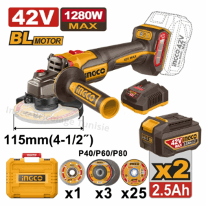 Meuleuse d'angle 42 V/2 x 2,5 Ah INGCO CAGLI4128112