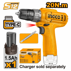 Perceuse sans fil Ingco 12 V 20 Nm CDLI12456