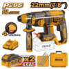 Marteau perforateur sans fil INGCO CRHLI212282 20V 4 modes avec moteur sans balais, mandrin SDS Plus, batteries 4Ah et coffret de transport.