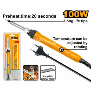 Fer à souder électrique INGCO SI0110831 100W avec température réglable et chauffe rapide