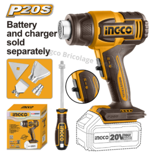 Pistolet thermique sans fil INGCO : sans batterie, sans chargeur HGLI2006