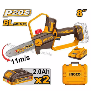 Tronçonneuse sans fil INGCO CGSLI20882 20V barre 8 pouces lubrification auto avec 2 batteries – INGCO Tunisie