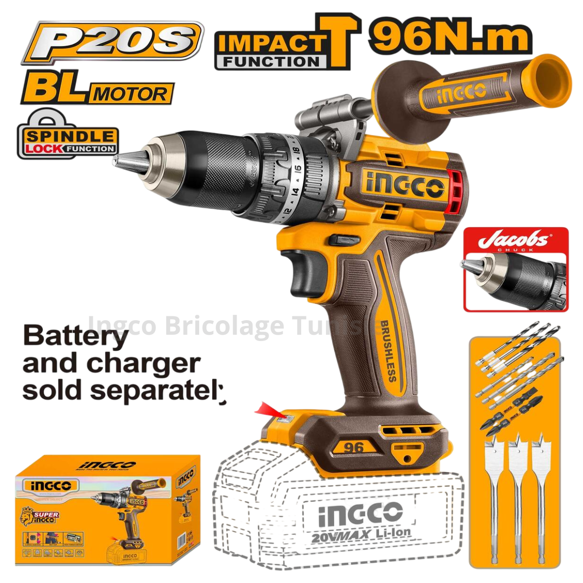 Visseuse à percussion INGCO 96Nm sans fil sans batterie et sans chargeur