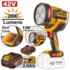 Lampe de travail INGCO 42V LED 2800 lumens avec tête orientable, batteries 2.0Ah et chargeur inclus