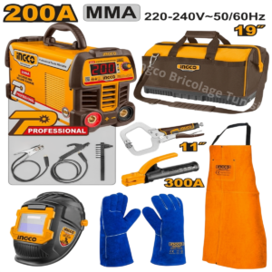 Kit de soudage MMA INGCO COS25075 avec poste inverter IGBT 200A et accessoires complets