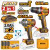 Kit combiné sans fil INGCO CKLI20286 20V avec perceuse à chocs et clé à chocs, batteries et accessoires inclus
