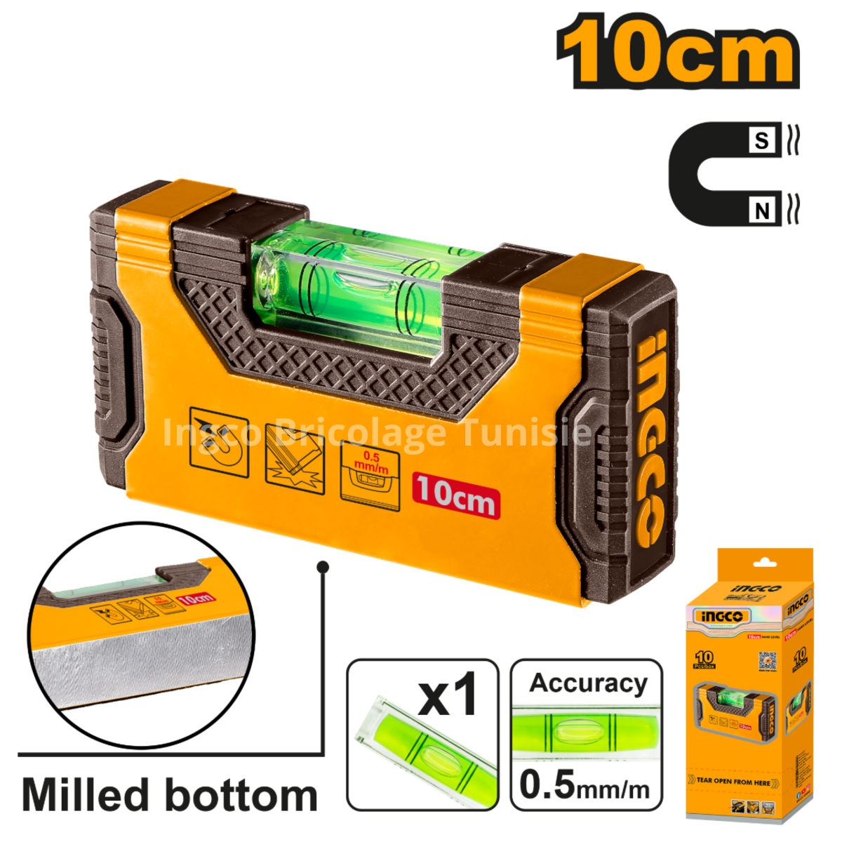 Niveau à main INGCO HMSL03101 10 cm avec aimant puissant