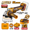 Meuleuse d’angle sans fil INGCO CAGLI2120252 20 V avec moteur sans balais 1200 W, disque 115 mm, batteries 5,0 Ah et accessoires pour découpe métal.