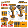 Pack clé à chocs sans fil Ingco COSLI251085 avec deux clés à chocs puissantes et lampe LED 20V pour usage professionnel