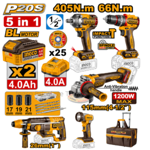 Pack 5 pièces sans fil INGCO CKLI20595 20V
