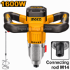 Malaxeur électrique INGCO MX516006 1600W avec double poignée ergonomique et socle mélangeur M14 pour mortier, colle, peinture et enduit.