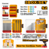 Ensemble combiné d'accessoires INGCO AKDL26008 de 3 boîtes avec embouts de vissage et forets pour métal, maçonnerie et bois.
