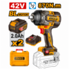 Clé à chocs sans fil INGCO CIWLI42862 42V Brushless 870 N.m avec deux batteries 2.0Ah, chargeur et coffret.