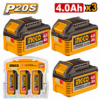 Série de 3 batteries INGCO 20V 4,0Ah Li-ion COSLI251296 compatibles P20S
