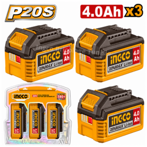 Série de 3 batteries INGCO 20V 4,0Ah Li-ion COSLI251296 compatibles P20S