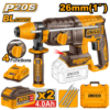 Marteau perforateur sans fil INGCO CRHLI202682 20 V Brushless SDS Plus avec 2 batteries 4 Ah, chargeur, forets, burin et coffret de transport.