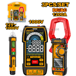 Kit de test électrique INGCO COS24069 avec détecteur de tension, multimètre numérique TRMS et pince ampèremétrique AC/DC – Disponible en Tunisie