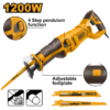 Scie sabre INGCO RS12001 1200 W avec vitesse variable et lames pour bois et métal