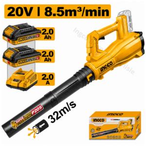 Souffleur sans fil INGCO 20 V CABLI203232 avec 2 batteries